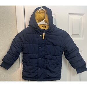 Cat & Jack Toddler Puffer Jacket 2T Hooded Winter Coat Navy Blue